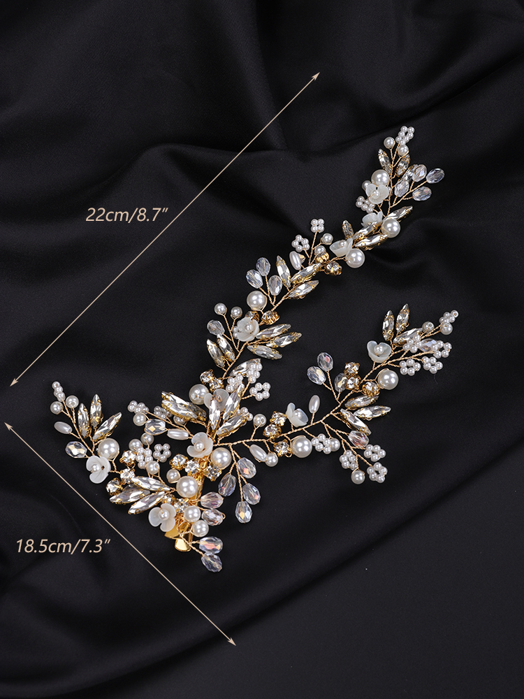 Pearl Rhinestone Flower Bridal Headwear Suit Crystal Wedding Hair Clip Brides Hair Accessories Handmade Party Prom Hair Jewelry