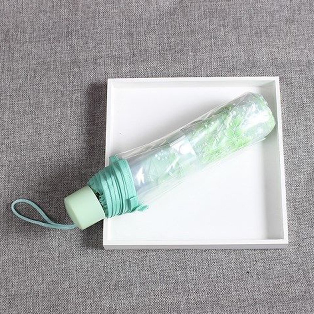 Paraguas transparente automático de lluvia para mujer, paraguas femenino de 3 etapas con 8 costillas, rosa, Morado, azul y verde, con imagen: Manual Green