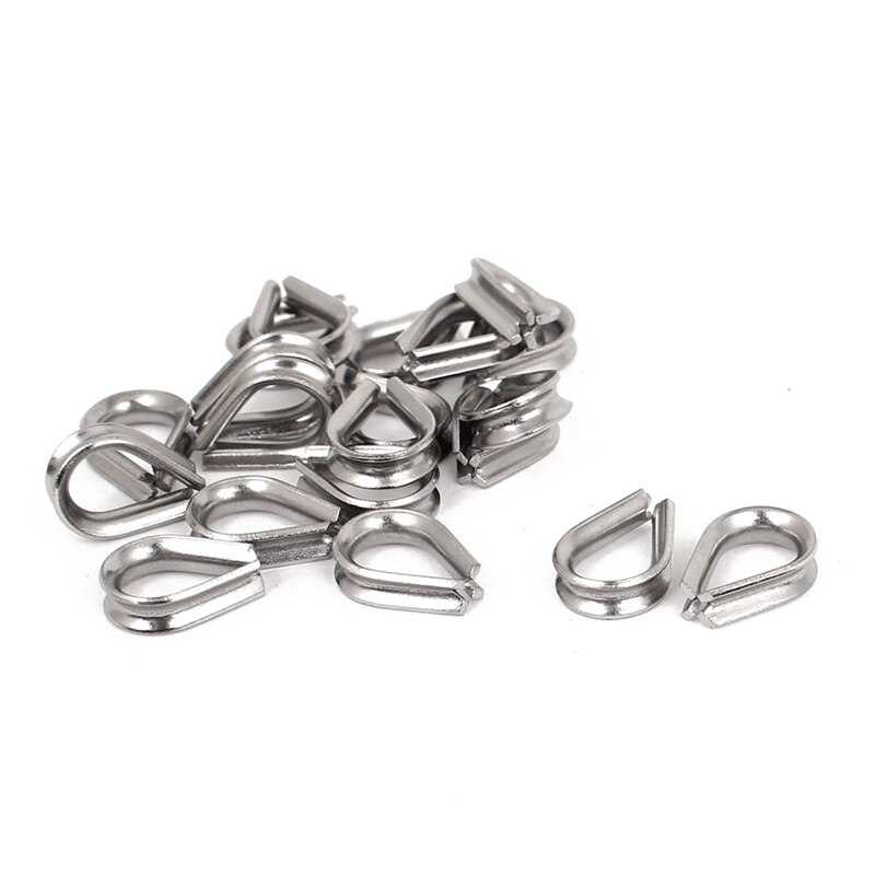 20 Pcs Stainless Steel 2mm Wire Rope Cable Thimbles & 10Pcs 2mm 1/16 Inch Stainless Steel Wire Rope Cable Clamp Fastener
