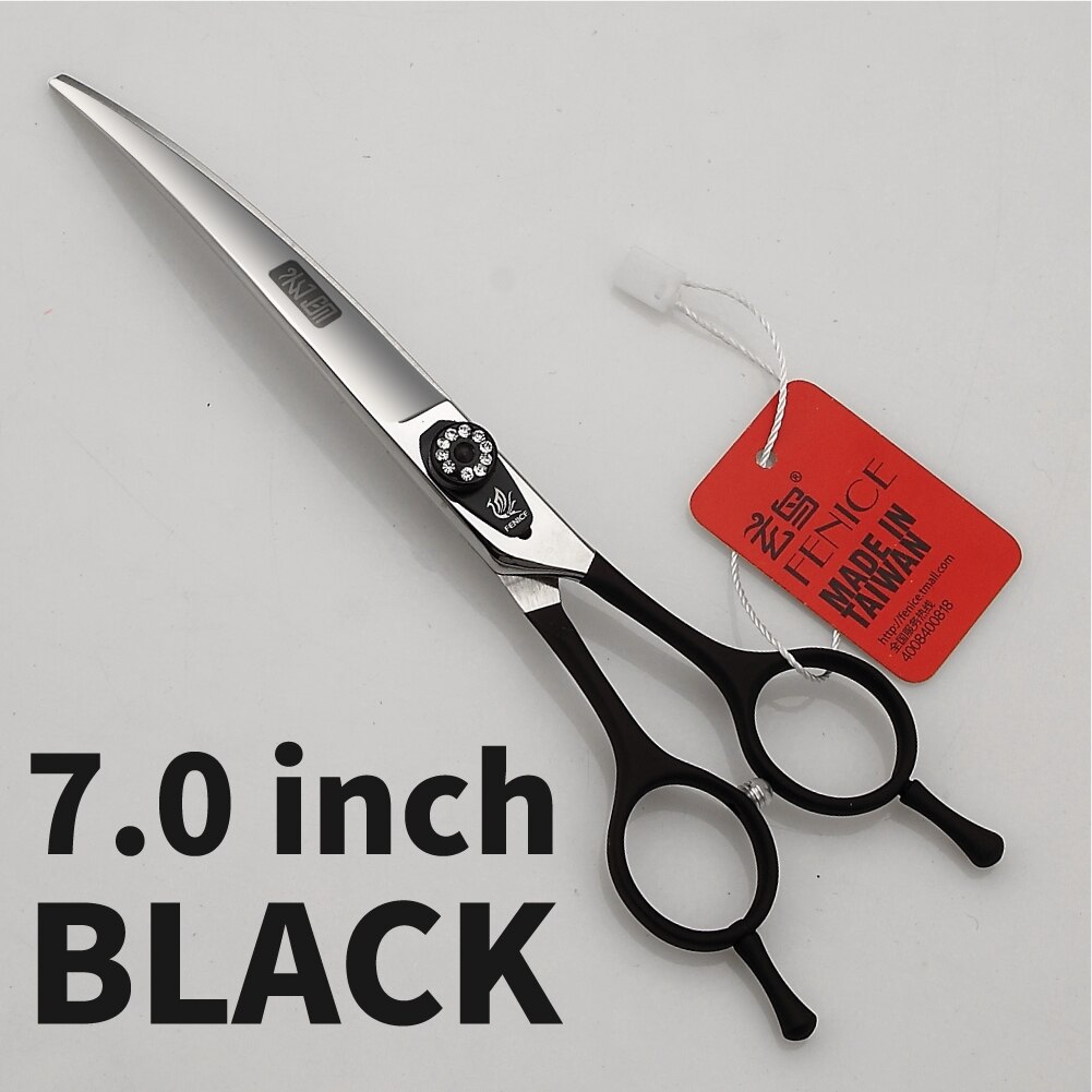 Fenice 7.0 7.5 8.0 Inch Black Grooming Scissors Curved Shear for Teddy/Pomeranian Dogs Pet Grooming Tools JP 440C: Dark Brown