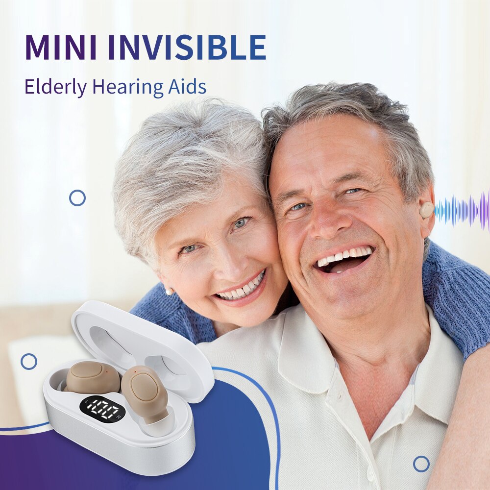Oplaadbare Onzichtbare Gehoorapparaat Mini Sound Versterker Voor Ouderen Doofheid Volwassenen Oor Zorg Aids Met Digitale Display
