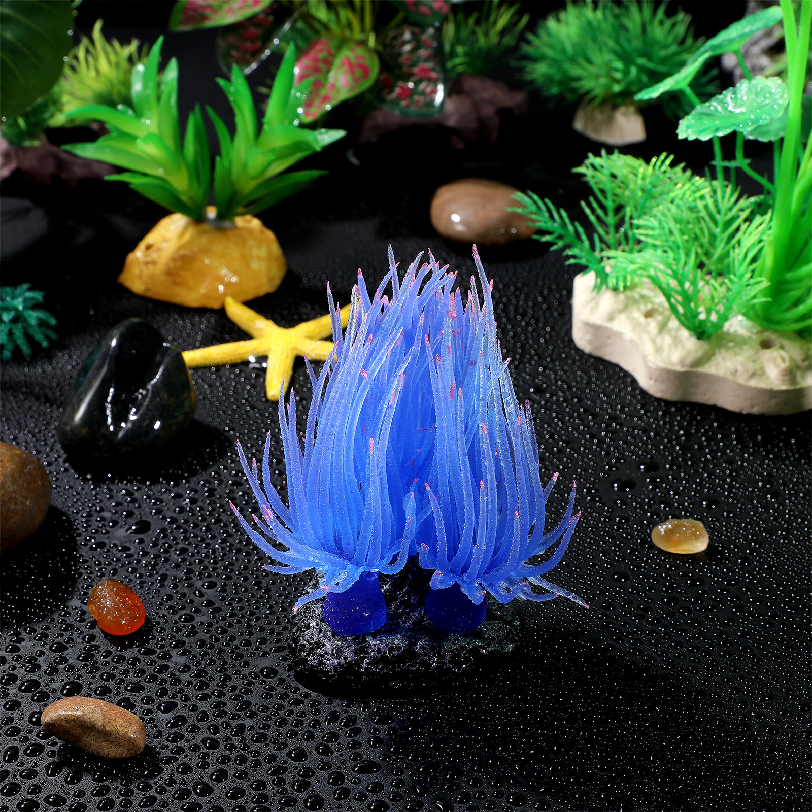 Corail artificiel Flexible, décor doux pour Aquarium, accessoires de paysage d'eau, produits pour animaux de compagnie, Base d'anémone de mer Non toxique