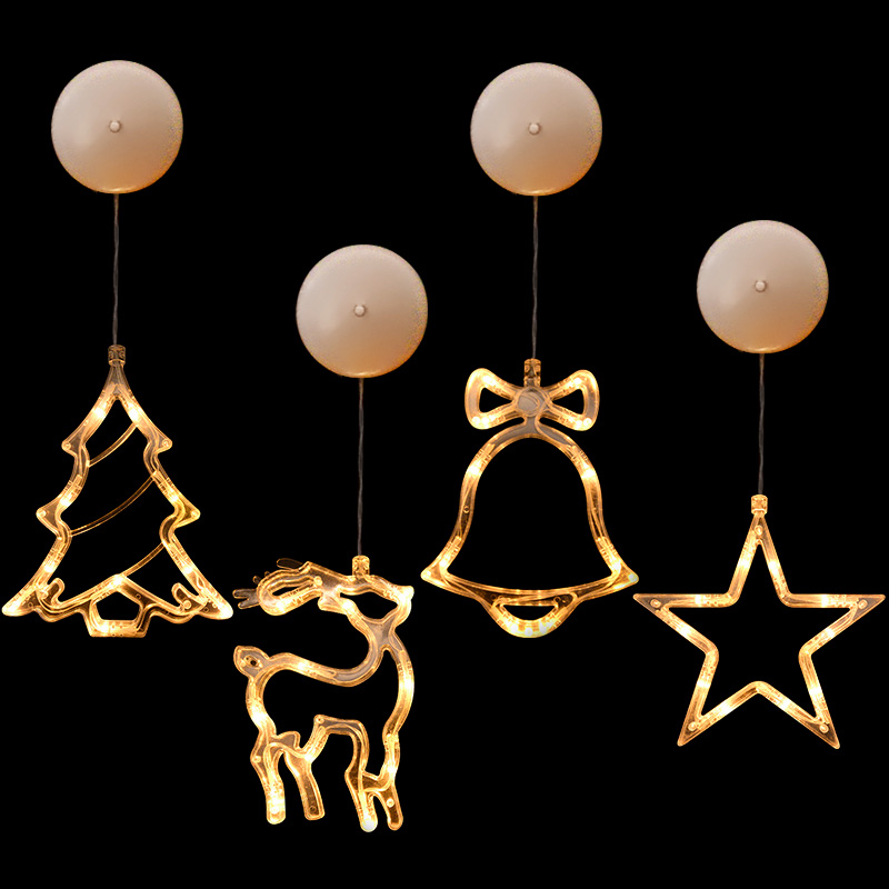 Weihnachts-led-lichterkette mit schneeflocken, weihnachtsmann-anhänger, fensterdekoration für zuhause, weihnachten, navidad-jahresdekoration