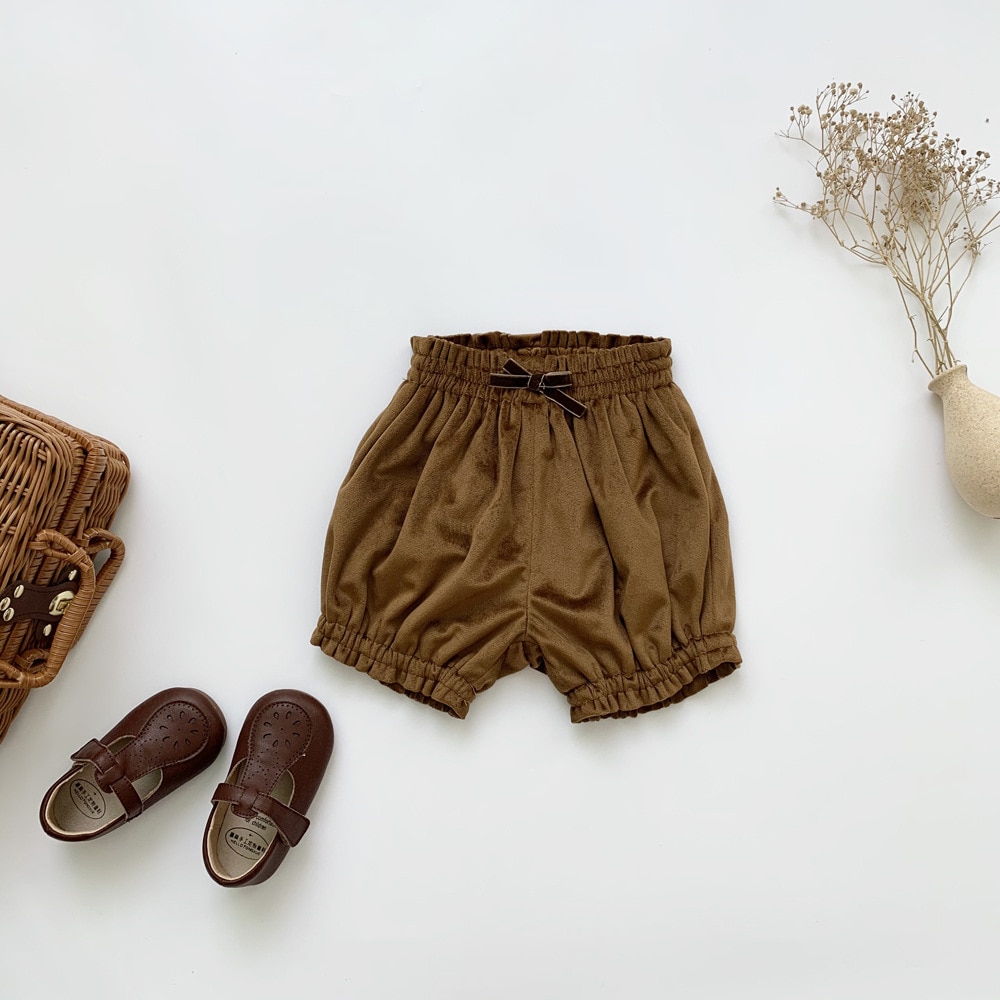 2020 bambino Bloomer del bambino di Autunno Ragazze di Inverno di Velluto Copertura Del Pannolino Appena Nato Soild Lanterna Shorts Infantile Della Principessa Fiocco di Vendita Al Dettaglio Bloomer