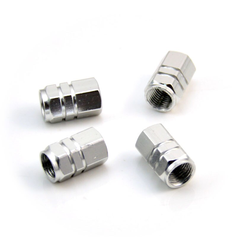 4PCS Aluminum Car Wheel Tires Valve Caps Car Accessories For Tyre Stem Air Caps For Car Tire Screw Dust Cover Airtight TXTB1: silver
