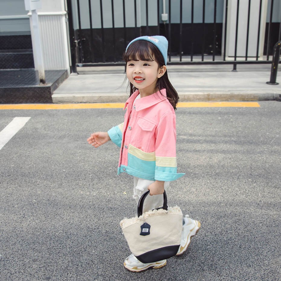Baby Meisje Jas Patchwork Meisje Jas Bovenkleding Enkele Breasted Childrens 'Jas Casual Stijl Kleding Voor Meisjes