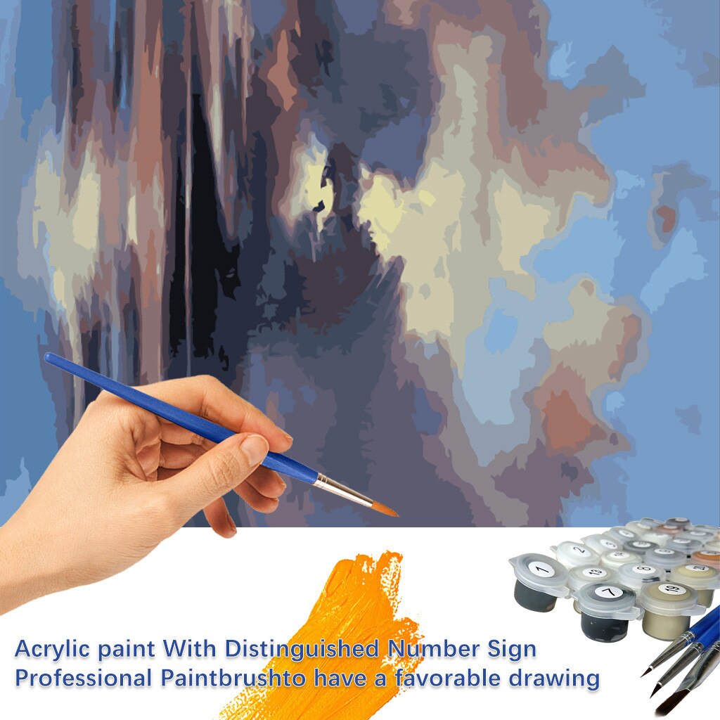 Diy pintura cuadro hecho a mano Multicolor patrones Kit colorear cuadros por números pinturas al óleo decoración del hogar: H