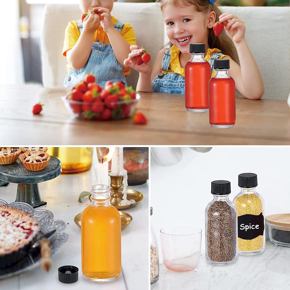 Glazen flessen met doppen, Wellness Shot-flessen Monsterflessen voor Bourbon Whiskey, drank, drank, oliën, tinctuur, hete saus, sap