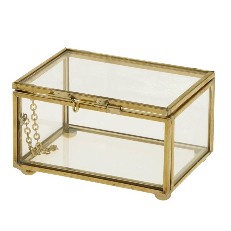 Caixa de jóias de vidro geométrico estilo recipiente de mesa para exibir jóias lembranças casa decoração plantas recipiente ewelry stora