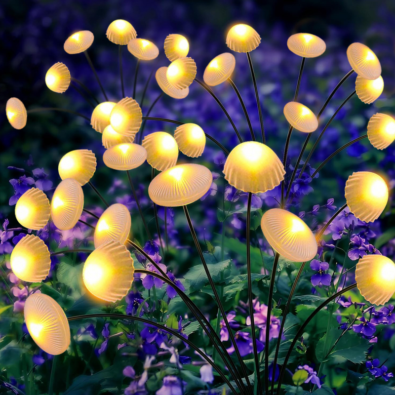 Luzes solares led jardim decorativo cogumelo medusa caminho balançar lâmpada solar para gramado ao ar livre quintal passarela pátio: Branco quente / 0-5 W