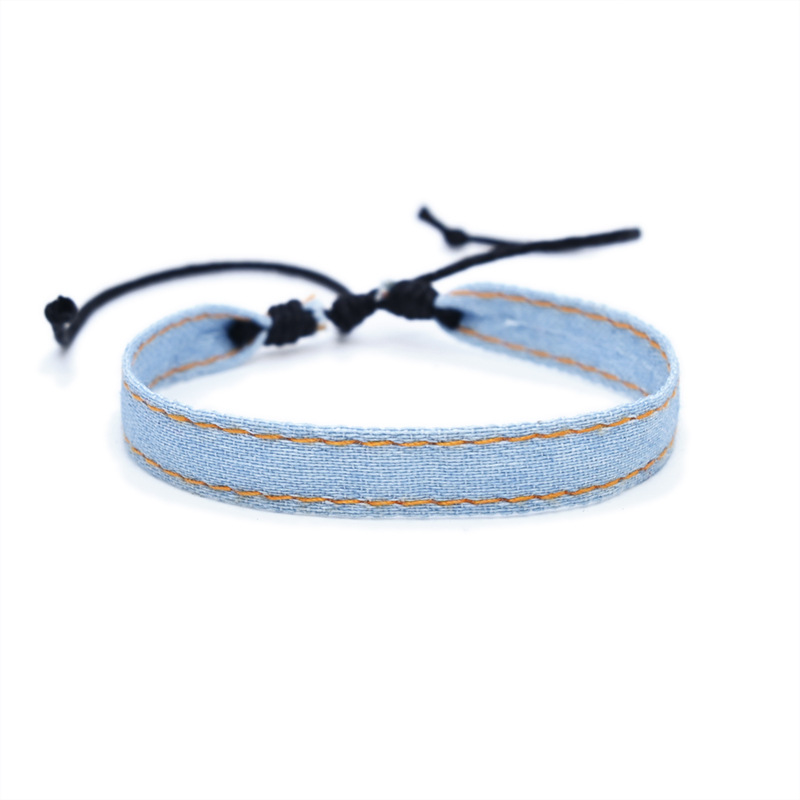 Jahrgang Stern aufbringen blau literarischen Denim Stoff Armbinde für Frauen Männer gotisch ethnischen Hand gewebten Armbinde Modeschmuck: Bräunlich gelb