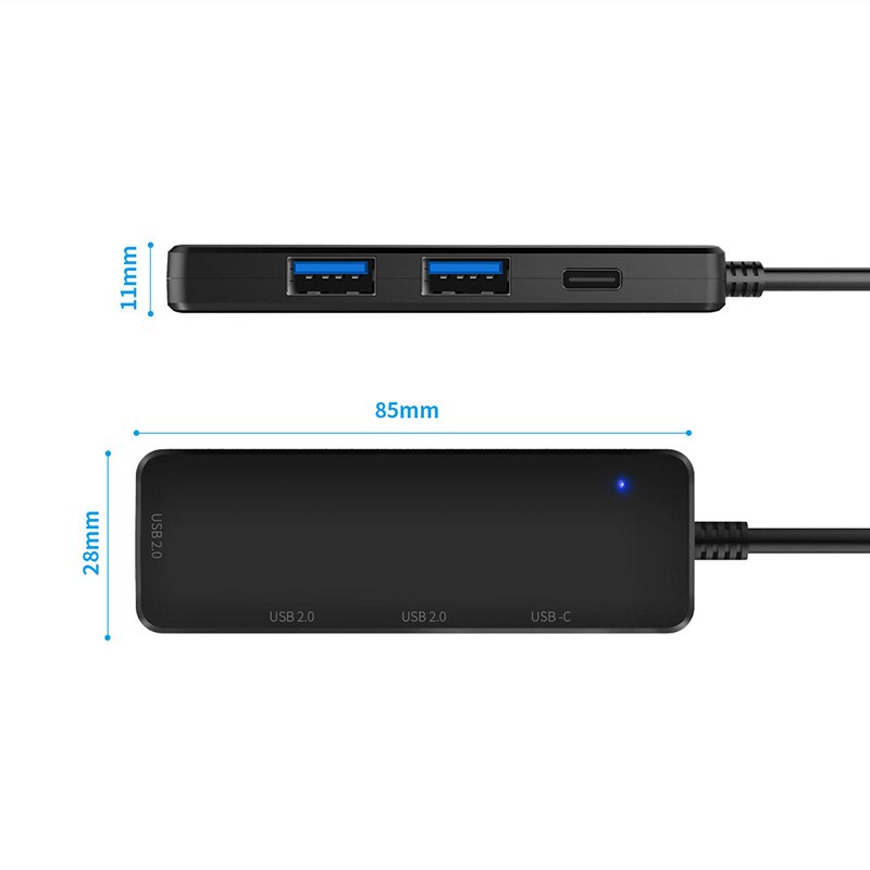 Mini Usb Hub 2.0 USB-C En USB-A Optionele Multi Splitter 3 Port Hub Met Usbc 2.0 Hab Adapter Voor Pc laptop Accessoires