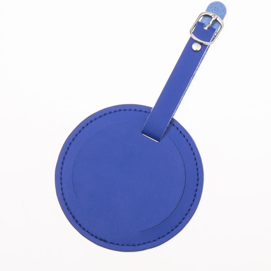 Etiqueta rótulo de equipaje redondo de cuero, colgante para bolso, accesorios de viaje, etiquetas de dirección de identificación, LT27B, venta: Dark Blue