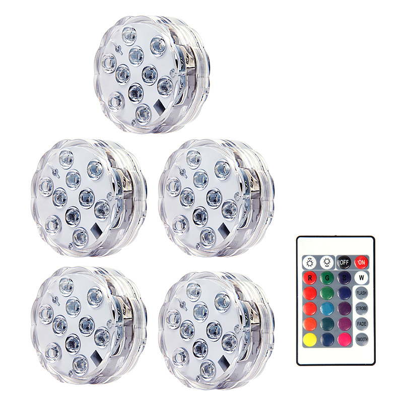 Lampe de Nuit Sous-marine à 10LED RGB SubSN, Luminaire à Piles, Idéal pour un Jardin, une Piscine, un Vase ou une ixde Mariage: YELLOW