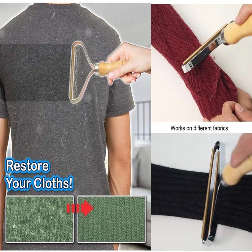 Portable Lint Ball Remover for Clothes Power Free Fluff Removing Roller Fuzz Fabric Shaver Reusable Travel Wood Lint Roller Tool