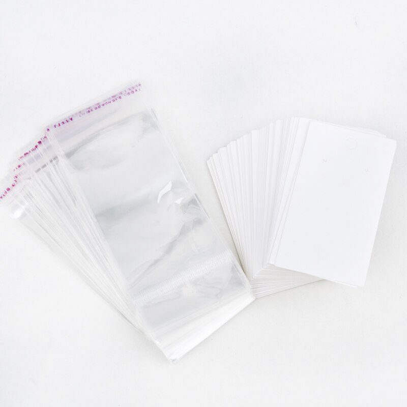 DoreenBeads 100 Sets Ear Hooks Earring Display Cards 9x5cm W/ Self Adhesive Bags 15x6cm Earrings Packaging Display Supplies,yiwu