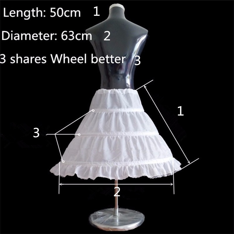 Flower Girl Petticoat Children Petticoat A-Line 3 Hoops One Layer Kids Crinoline Flower Girl Dress Underskirt Elastic Waist