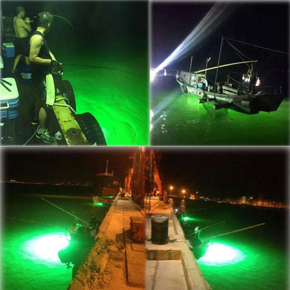 Luz de pesca nocturna sumergible para uso bajo el agua, luz LED verde de 20W y 30W para atraer peces, lámparas nocturnas para barcos, muelles, herramientas de pesca