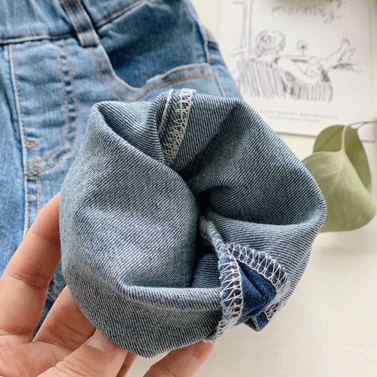 2021 Spring Baby Girls Denim Flare Pants tinta unita bambini bambini Jeans elastici pantaloni per bambini stile coreano