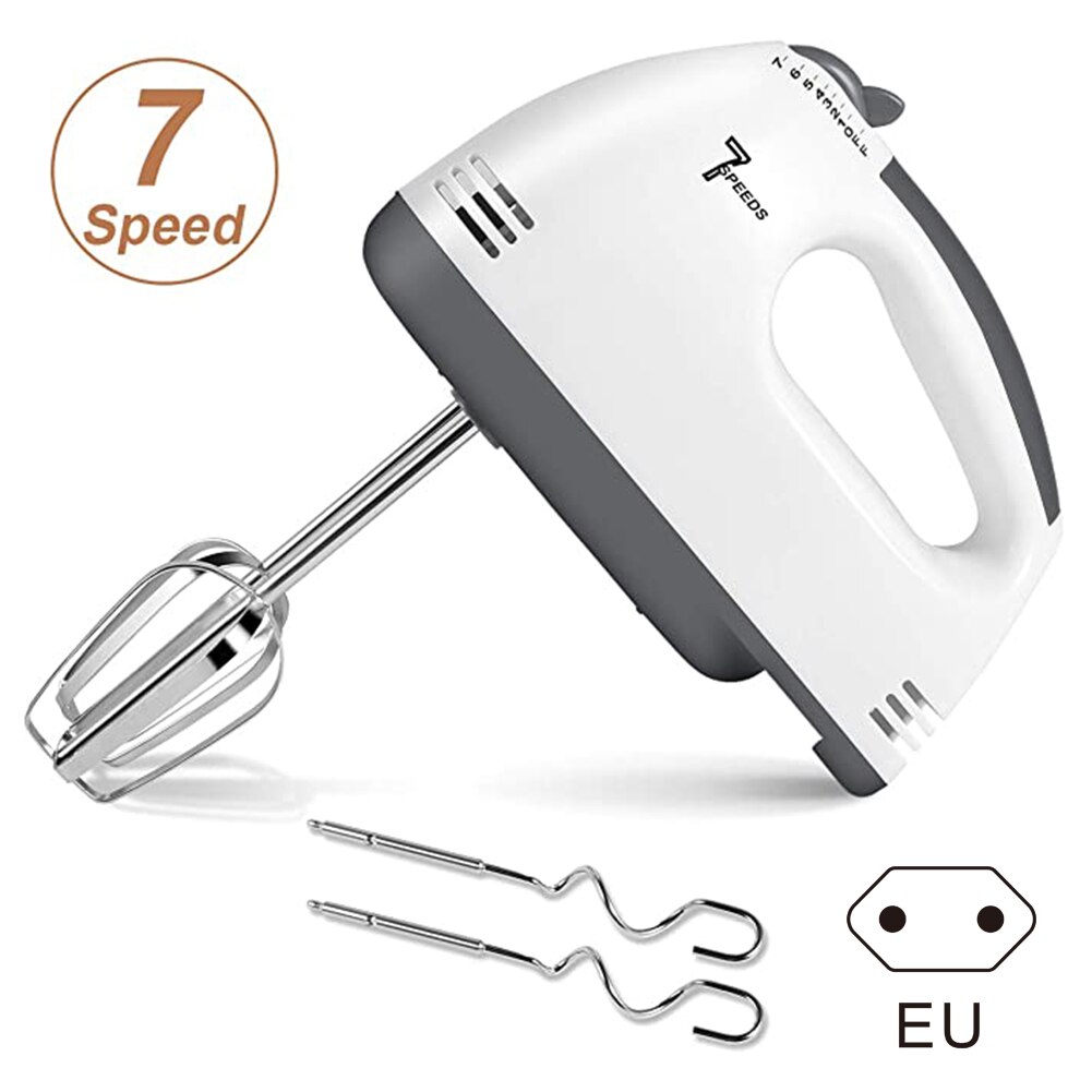 Elektrisk håndmixer 7-- trins håndholdt æggepisker køkkenæggepinde dejkroge 88. jan: Eu-stik