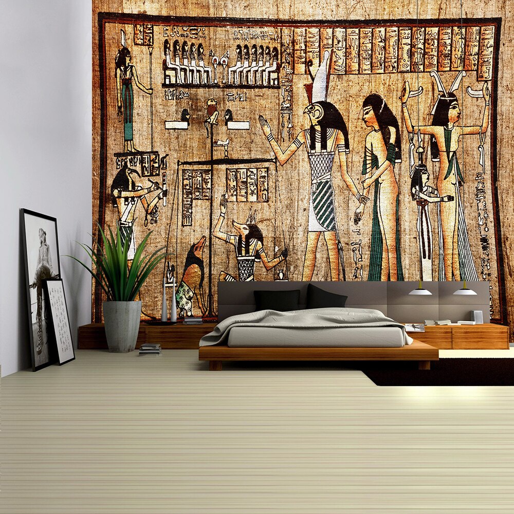 Ancient Egyptian Mural Tapestry Wall Pharaoh Hanging Bedspread Mats Hippie Style Backdrop Cloth Home Decor 150x100cm/150x130cm