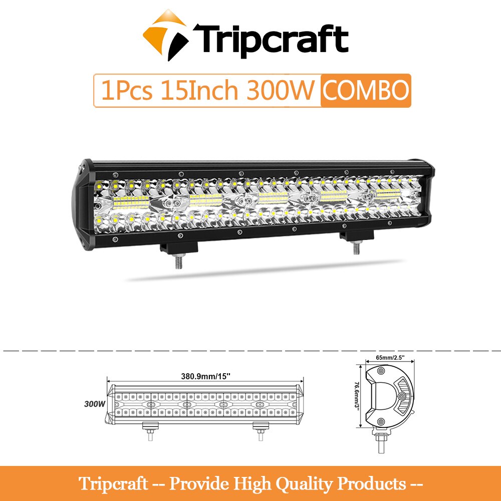 Tripcraft 3 rzędy listwa LED 4 - 28 Cal listwa świetlna LED LED światło robocze do ciągnika samochodowego łódź OffRoad 4x4 ciężarówka SUV ATV jazda 12V 24V: 1pcs 15inch 300w