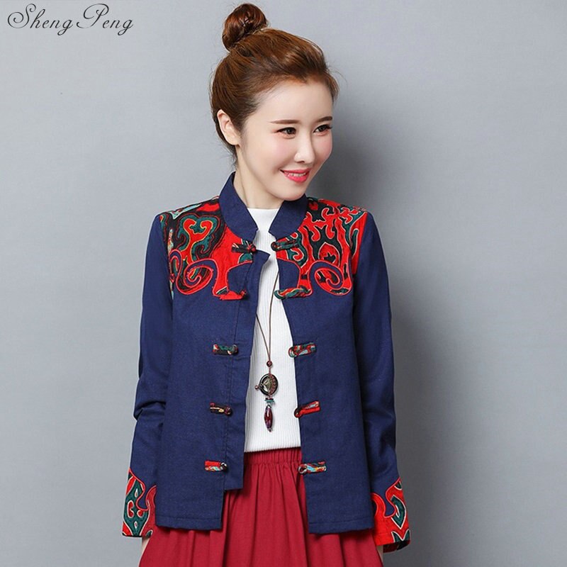 Traditional chinese clothing for women cheongsam top mandarin collar womens tops and blouses oriental China clothing V1738