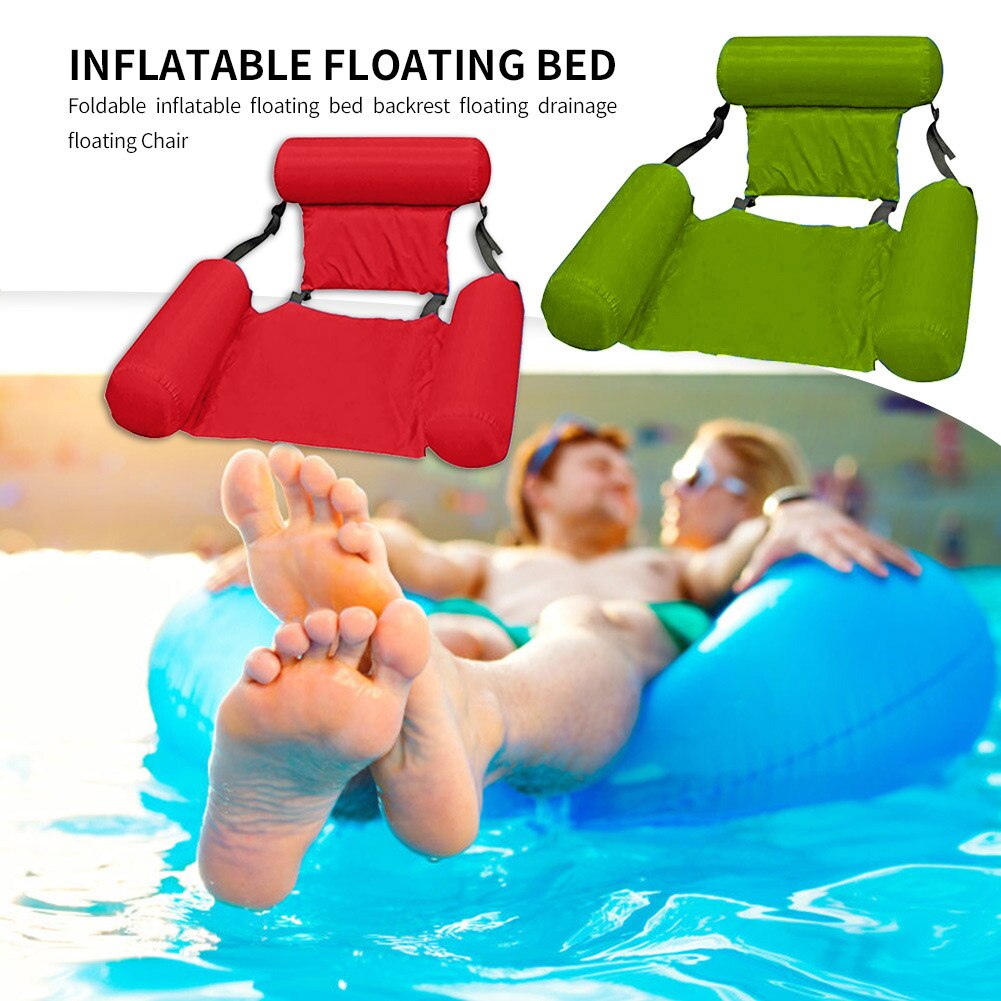 Tumbona de aire plegable para deportes acuáticos, silla hamaca inflable de PVC con respaldo, fácil de llevar, para playa, piscina, Verano