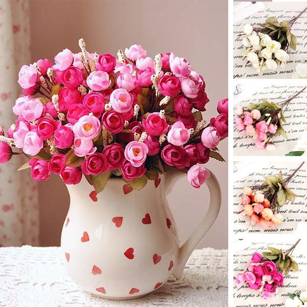 Kunstmatige Rose 18 Bloemhoofdjes Camellia Pioen Boeket Kamer Hortensia Decor