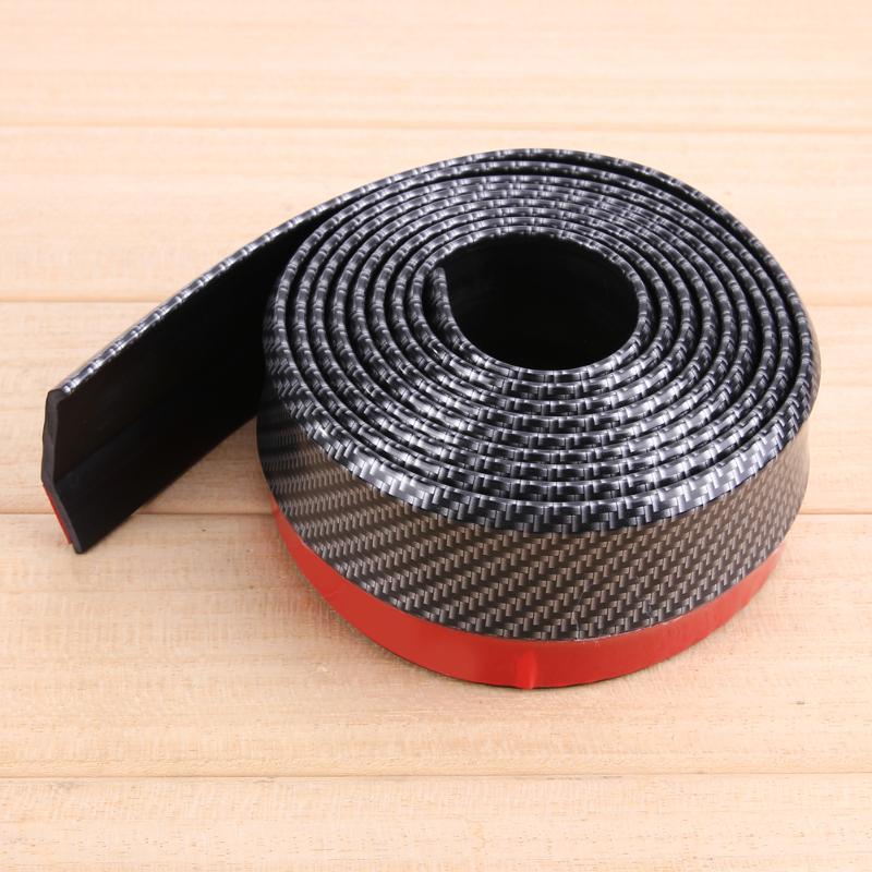 Black Soft Carbon Fiber Car Rubber Bumper Strip Outside Bumper Exterior Front Bumper Lip Kit Car bumper Strip 2.5M*6CM