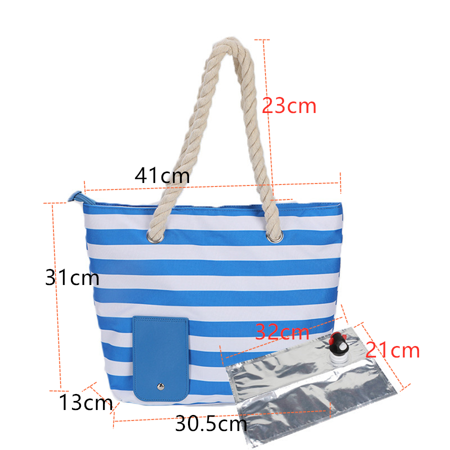15L Portable Thermal Lunch Bag with Wine Pocket with Taps Durable Waterproof Cooler Ice Insulated Case Camping Beach Handbags