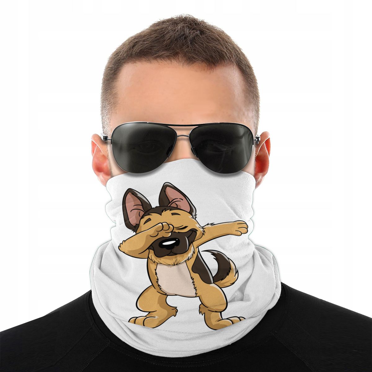 German Shepherd Dabbing Dog Scarf Half Face Mask Men Women Tube Mask Balaclava Bandanas Multi-functional Headwear Biking Camping: Default Title