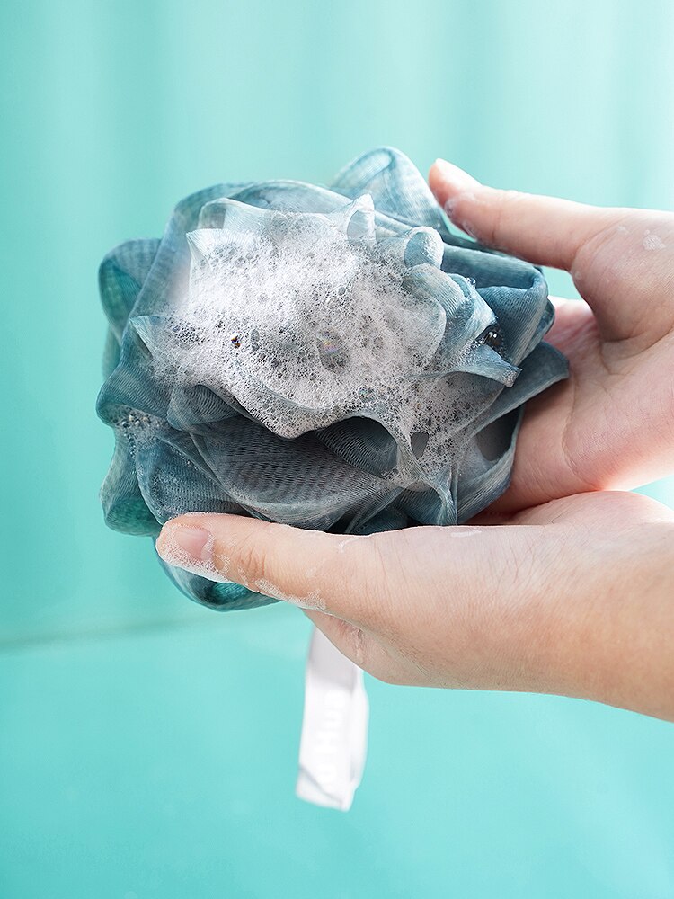 Spugna a rete bicolore grande palla da doccia palla di spugna a rete non sparsa di fascia alta ragazza carina bagno schiumogeno forniture da bagno super morbide