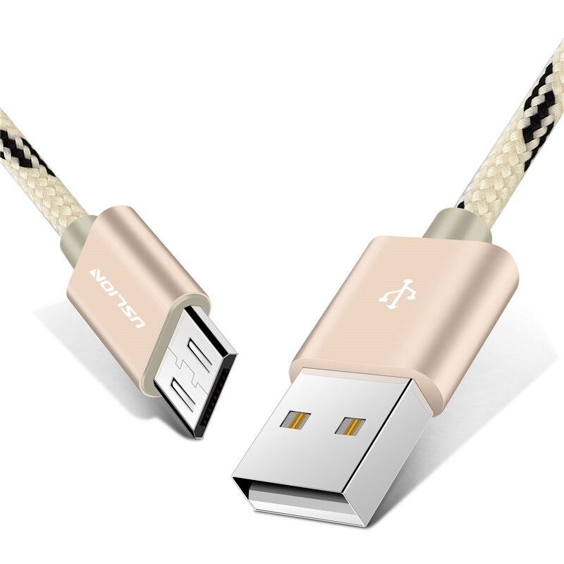 Cable Micro USB USLION para xiaomi xiomi redmi note 5 pro 4x, Cable USB de carga rápida, Cable de carga de datos para tableta, cargador Micro USB: Dorado / 2 m