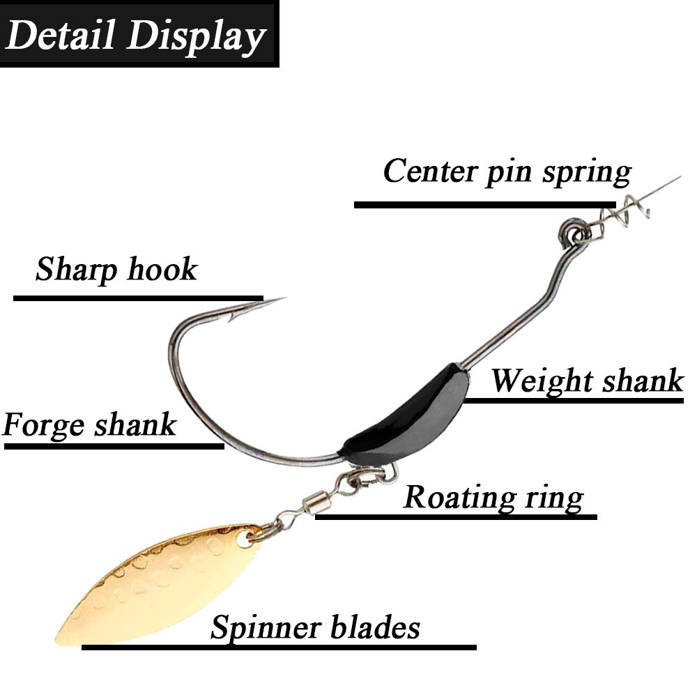 3pcs/lot Weighted Underspin Swimbait Hook 2g-9g Twistlock Weighted Crank Hooks with Willow Leaf For Soft Fishing Lures