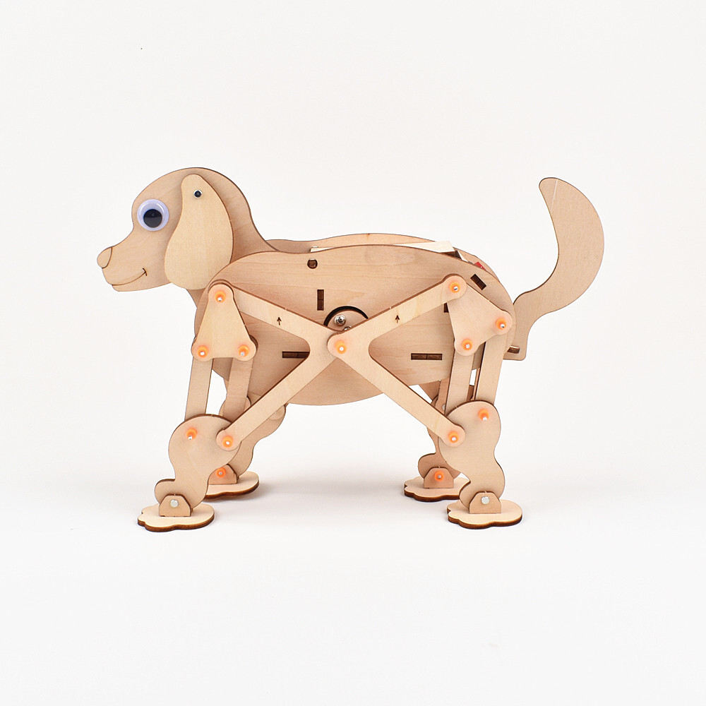 Wooden mechanical dog 3D DIY Model wooden Puzzle Painted electric dog assembly for