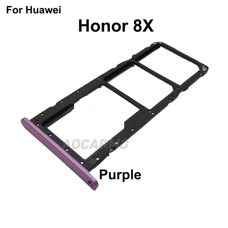 Aocarmo For Huawei Honor 8X / 8X Max Nano Sim Card Tray MicroSD Slot Holder Replacement Part: 8X-- Purple