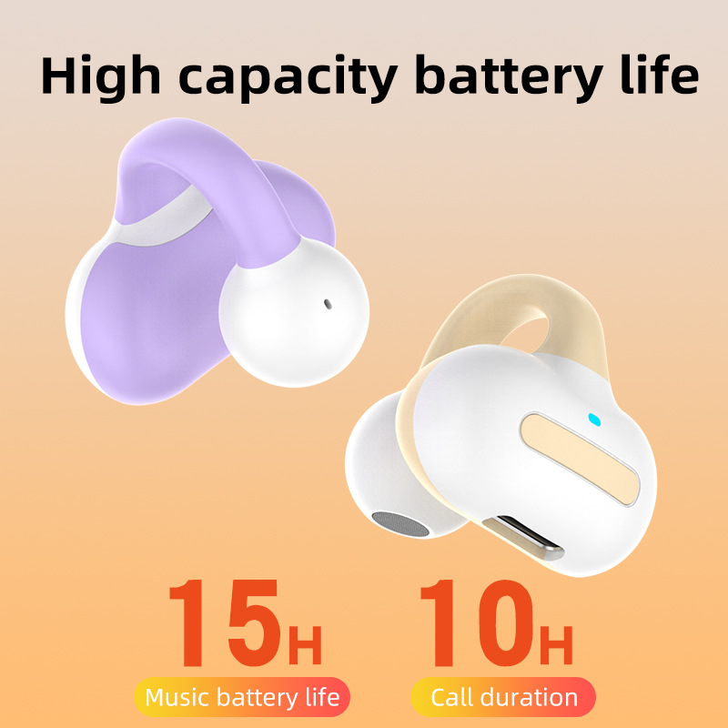Ear Clip-on Bluetooth Earphones 24Hours Long Endurance Sports Headphones Noise Cancelling Bone Conduction Headset TWS Earbud