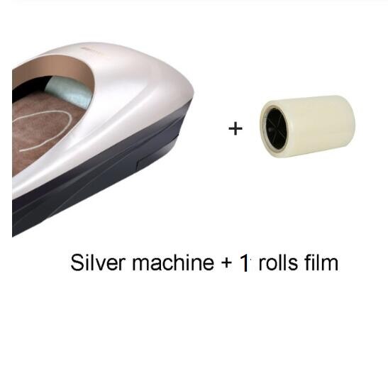 With 2rolls Film Automatic Shoe Cover Machine Home Hotel Office One Time Shoe Membrane Sole Cover Dispenser Time & Labor Saving: Silver 1 roll film