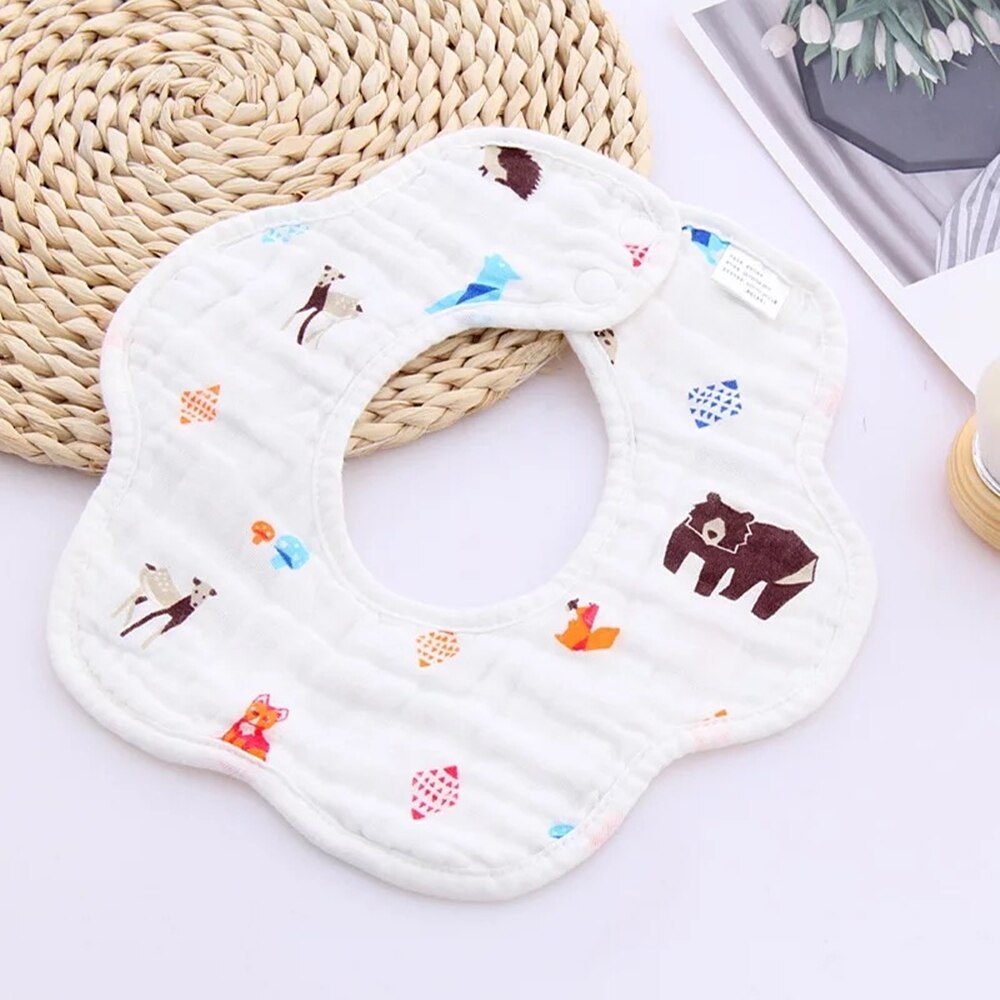 Waterproof Baby Bibs Kids Saliva Towel Flower Print Cotton Baby Boys Girl Bib 360 Degree Rotation Infant Bibs Burp Cloth: Bear