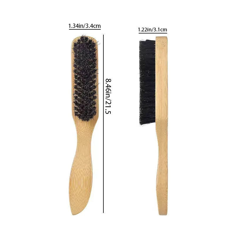 Boar Bristle Slick Back Hair Brush for Sleek Ponytail Bun & Smoothing Baby Hairs, Flyaways, Edge Control - Backcombing & Teasing: LIGHT GRAY