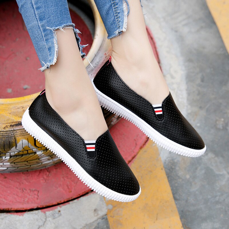 Sommer kvinder casual flade sko slip on flats håndlavede sko loafers mocassin flade damesko off white sko