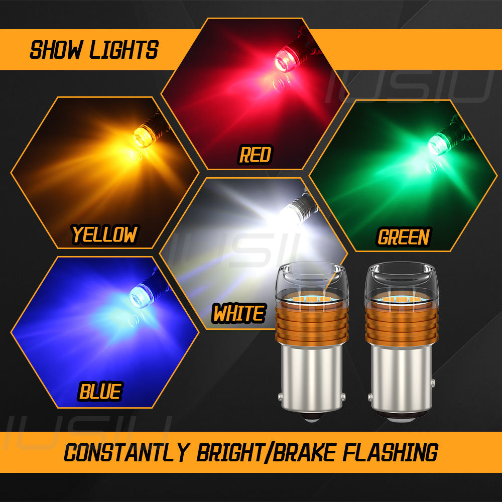 IUSIU 2 pièces Flash stroboscopique 1156 1157 ampoule Led BA15S BAY15D P21/5W P21W R5W lumière de voiture S25 indicateur frein lampe de signalisation inverse rouge