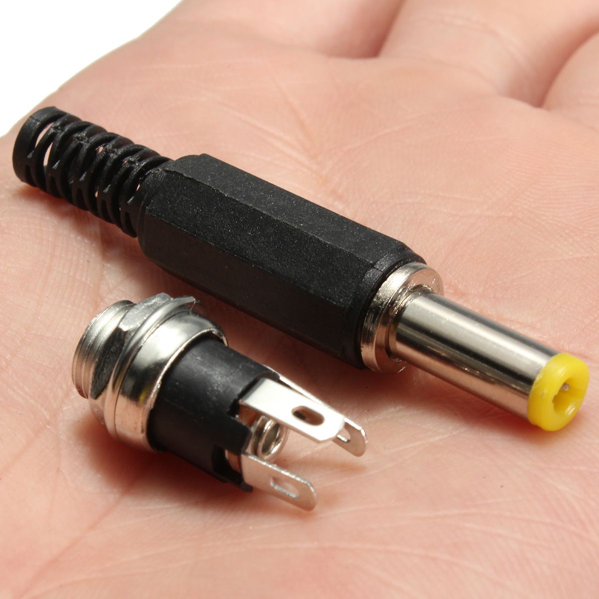 Male Female Metal Panel Mount Socket Pair Jack Plug DC Connector Panel Mounting Socket Plug 2.1mm x 5.5mm Male Plug