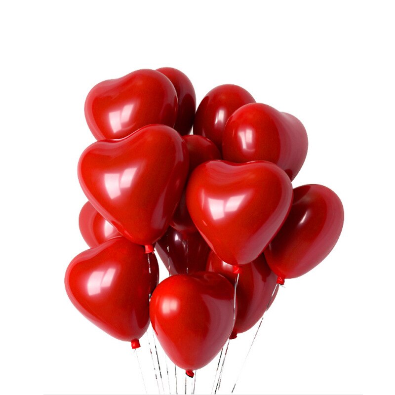 50pcs Red Heart Latex Balloons Heart Love Shape Balloon for Wedding Anniversary Valentine's Birthday Party Decorations: Default Title