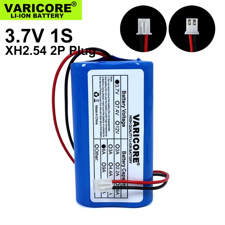 3.7V/4.2V 18650 Li-ion battery 3000mAh 5200mAh 6000mAh 9000mAh 12000mAh with PCB protection XH 2.54 2P Plug