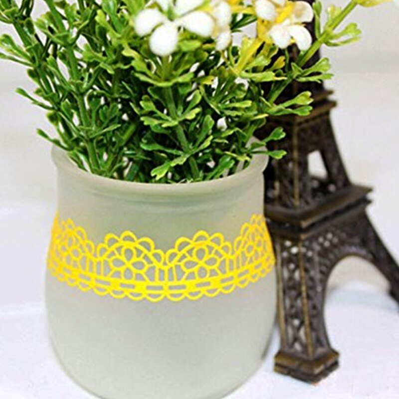 Cinta decorativa de manualidades con bonita Flor de encaje transparente, cinta adhesiva, cinta adhesiva para libros de recortes para teléfono DIY y decoración, 3x rollo