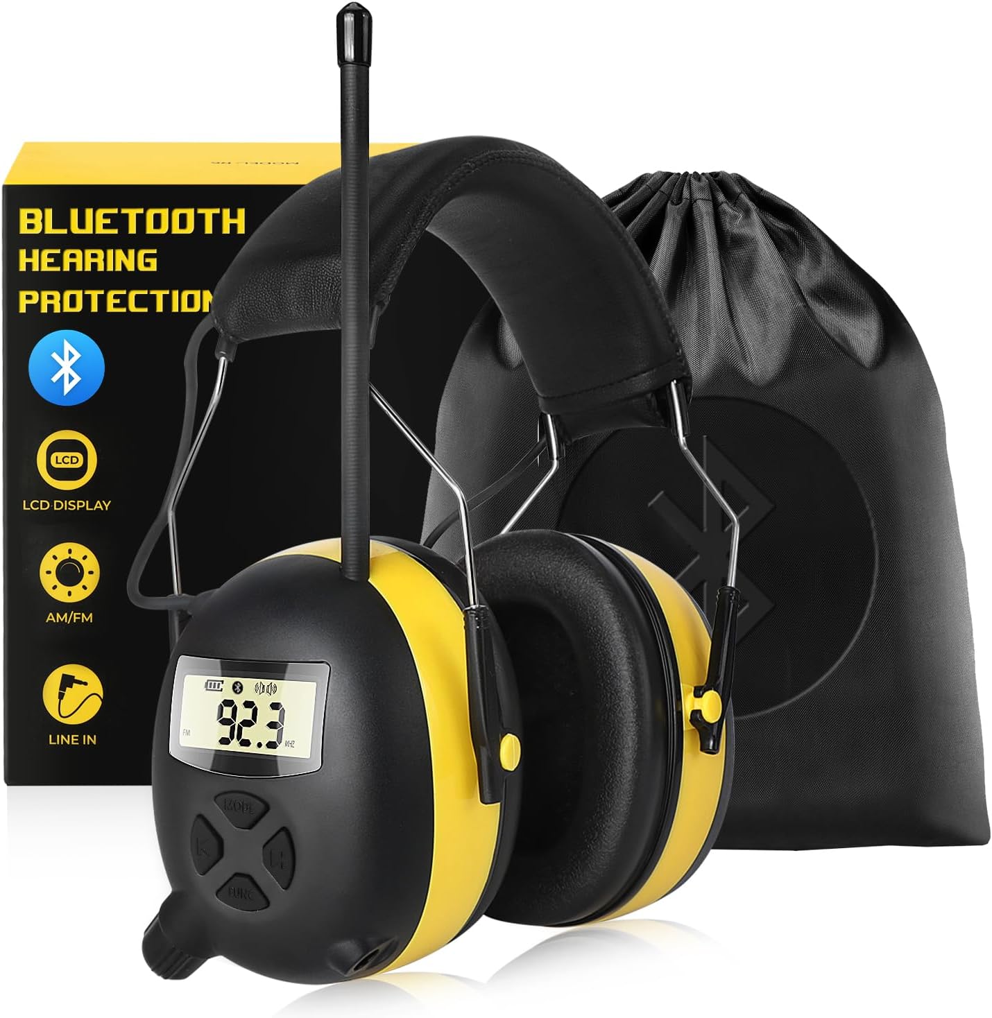 Verbeterde Bluetooth 5.4 gehoorbescherming hoofdtelefoon met FM-radio 30dB NRR veiligheidsoorbeschermers voor maaien, werkplaatsen