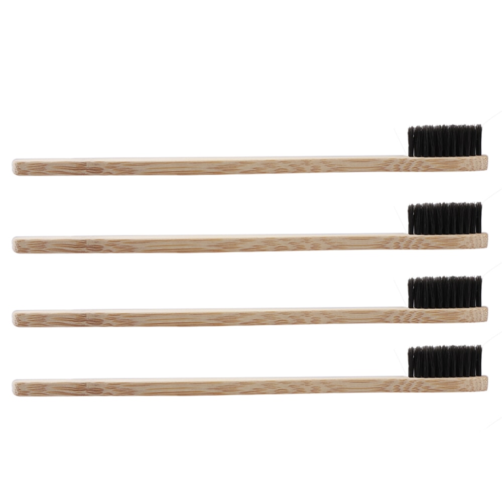 10 stk/sæt naturlig, ren bambus tandbørste blødt trækul firkantet træskaft tandbørster tandplejeværktøj