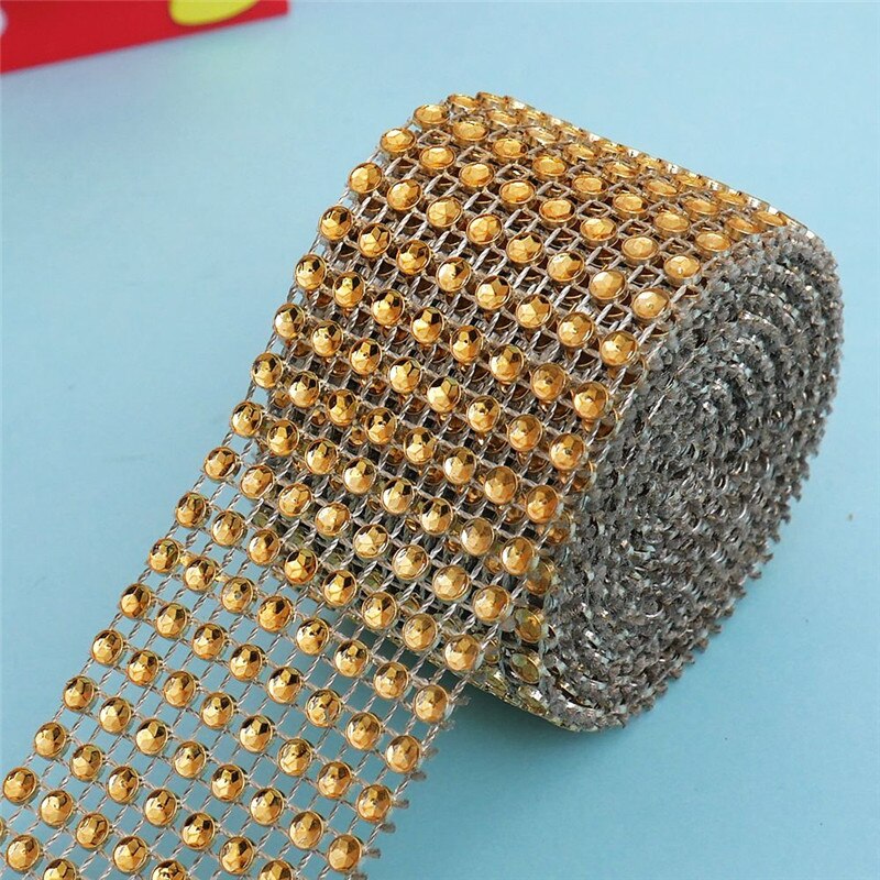 222 #4 CM * 2 M Diamond Mesh Wrap Lint Rhinestone Mesh Roll Tape Tulle Crystal Nuttig Wedding Engagement party Valentine Decors